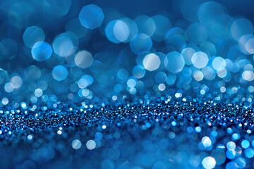 Wall Mural - Sapphire glitter bokeh blue background. Unfocused