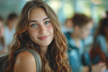 Wall Mural - High school student listening in classroom