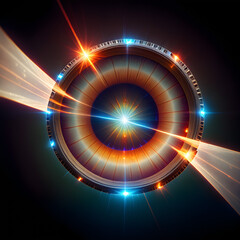 Canvas Print - futuristic glowing lens with radiant beams