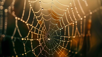 Spider web with water droplets