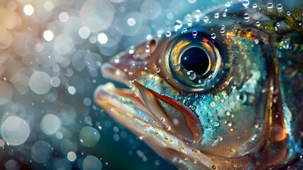 Close-up of a fish with water droplets