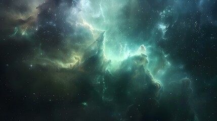 harmonious space background with pastel green and purple