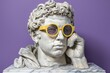 © Leo - Futuristic marble bust with yellow sunglasses creating a bold and artistic visual