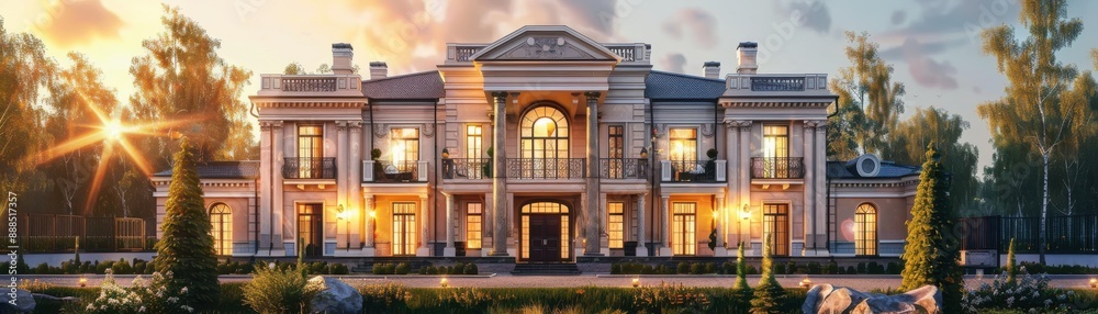 Home building in progress, classic design, detailed architecture ...