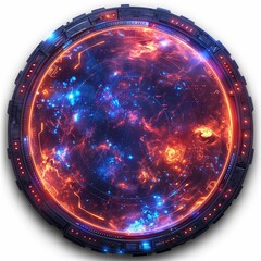 Poster - Futuristic Circular Interface with Cosmic Energy and Vibrant Glowing Colors