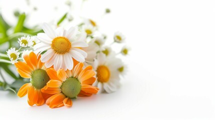 Wall Mural - A bouquet of flowers with a white background