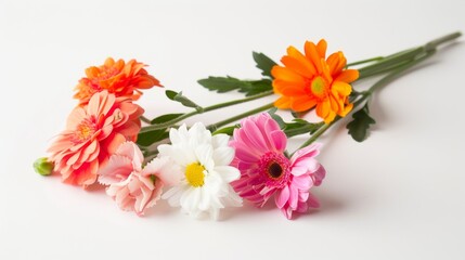 Wall Mural - A bouquet of flowers with pink, white, and orange flowers