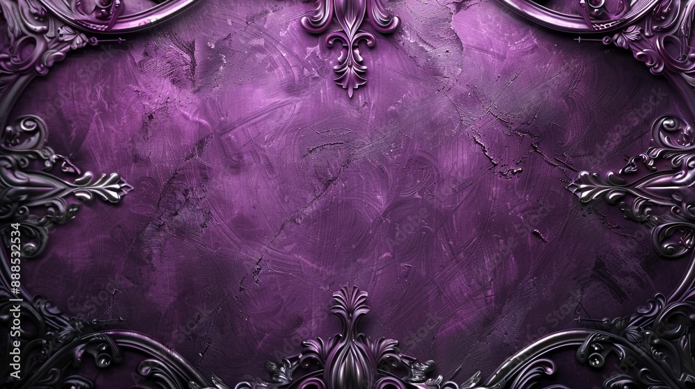Glamorous Rococo Revival Background with Deep Purple Velvet and Silver ...