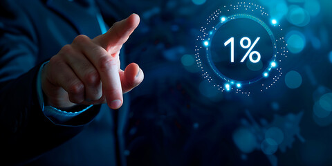 Poster - A man is pointing at a 1% symbol