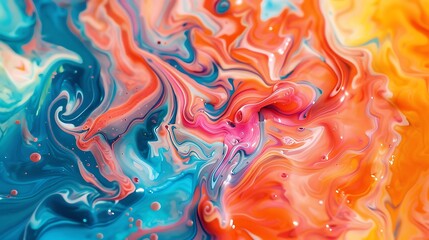 Abstract waves of neon-colored liquids forming a futuristic background. Abstract swirls of colorful liquids creating a hypnotic pattern, with rich, vivid colors blending beautifully. 