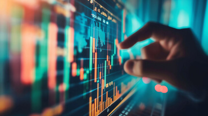 Finance data analysis and technology concept with businessman analyzing stock market graphs