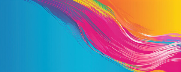 Poster - A colorful, abstract painting with a blue background and pink and yellow swirls. The painting is full of energy and movement, and it seems to be a representation of the artist's emotions