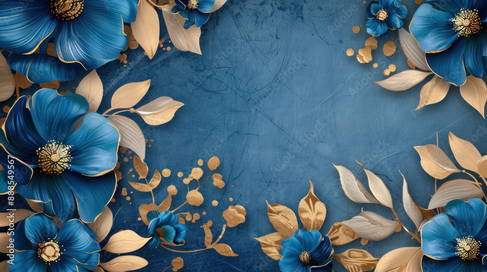 elegant blue and gold floral background design for luxury branding ...