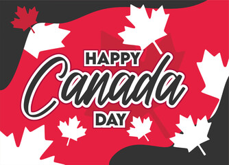 Wall Mural - happy canada day with canada leaf silhouette