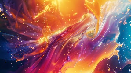 An artistic display of colorful liquids merging and flowing, creating a visually stunning and energetic background. An artistic display of colorful liquids merging and flowing, isolated on white surf 