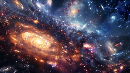 Wall Mural - stunning cosmic scene with swirling galaxies and stars