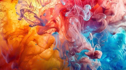 An artistic display of colorful liquids merging and flowing, creating a visually stunning and energetic background. An artistic display of colorful liquids merging and flowing, isolated on white surf 