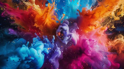 An artistic display of colorful liquids merging and flowing, creating a visually stunning and energetic background. An artistic display of colorful liquids merging and flowing, isolated on white surf 