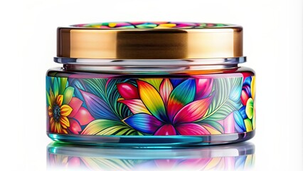 Wall Mural - Cosmetics jar with vibrant colors and unique design, cosmetics, jar, beauty, product, container, vibrant, colors, unique