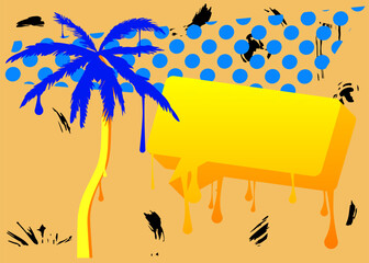 Wall Mural - Palm Tree graffiti with speech bubble. Abstract modern Messaging sign street art decoration, performed in urban painting style.