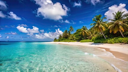 Poster - A stunning tropical beach with crystal clear waters and white sand, perfect for a relaxing vacation , travel, tourism