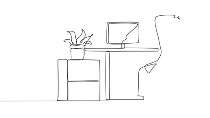 Poster - animated self drawing continuous one line drawing arab woman sitting in a work chair warming up hand