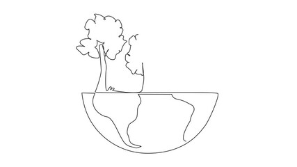 Poster - Animated self drawing single continuous line drawing the trees are numerous and grow abundantly. Take care not to be contaminated. Better oxygen quality. World environment day. Full length animation
