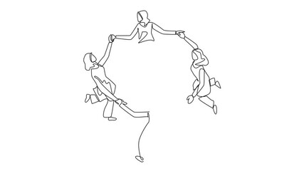 Poster - Animated self drawing of single one line drawing a group of Arabian women make a circle around the globe. Complete the mission. Stay focused on keeping the earth green. Full length animation