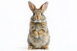 © Sandra - Adorable rabbit standing upright on hind legs, looking cute, with fluffy fur, twitching whiskers, and bright eyes, isolated on a transparent background.