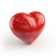 3D rendering of a glossy red heart on a white background