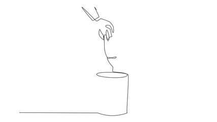 Poster - Animated self drawing of single continuous line drawing businessman's hand throwing away a broken rocket. Can't fly. Not expanding the business. Insufficient equipment. Full length animation