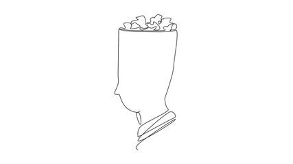 Poster - Self drawing animation of single continuous line drawing the businessman's head is shaped like a trash can. There are many things to think about that can disrupt business.  Full length animated