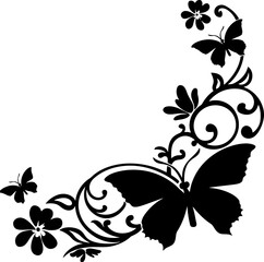 Wall Mural - Butterfly ornament corner border