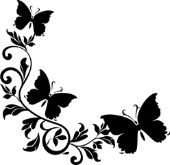 Sticker - Butterfly ornament corner border