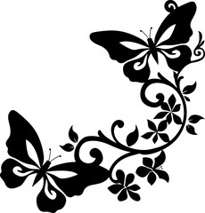 Wall Mural - Butterfly ornament corner border