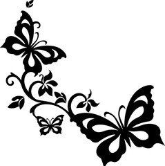 Wall Mural - Butterfly ornament corner border