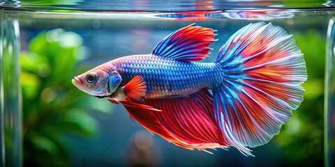 Poster - Beautiful Betta fish swim gracefully in a tank , pet, aquarium, siamese fighting fish, colorful, aquatic, exotic, tropical