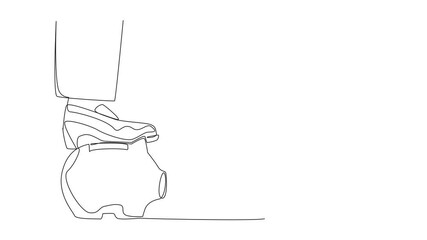 Poster - animation of continuous one line drawing arab businesswoman nodded in front of the giant foot that s