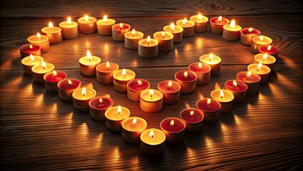 Canvas Print - Romantic candles in heart shapes , love, romance, candles, heart, flame, decoration, passion, Valentine's Day, cozy