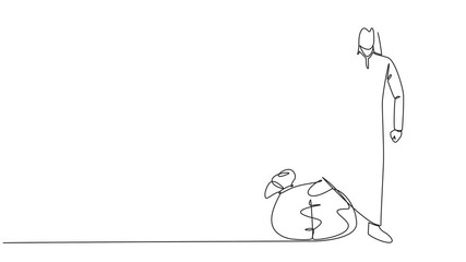 Poster - animated self drawing of continuous one line drawing arabian businessman stands with thumbs up pose 