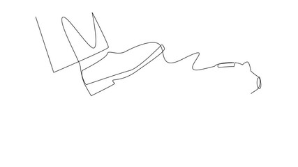 Poster - self drawing animation of continuous one line drawing arabian businessman carrying piggy bank run aw