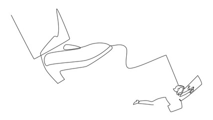 Poster - self drawing animation of continuous one line drawing businesswoman flying using banknote wings. spr