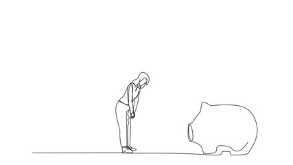 Poster - self drawing animation of continuous one line drawing businesswoman nodded in front of giant foot th