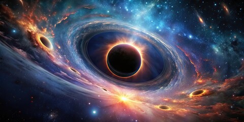 Wall Mural - a mesmerizing image of a black hole in outer space, galaxy, astronomy, universe, science, vortex, gr
