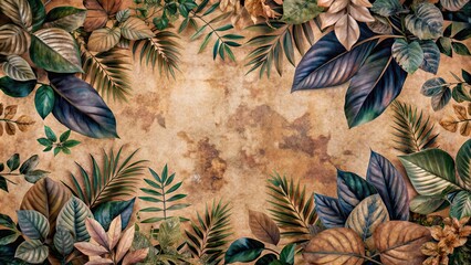 Poster - Paper texture wallpaper featuring a beautiful foliage design , texture, paper, wallpaper, foliage, leaves, natural