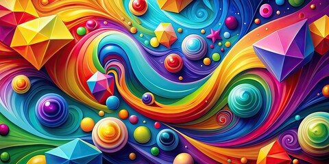 Wall Mural - Colorful abstract background with vibrant swirls of color and geometric shapes, colorful, abstract, background, vibrant, swirls