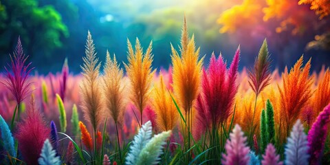 Wall Mural - Vibrant and colorful dream grass in full bloom, vibrant, colorful, dream grass, flowering, bright, rich, nature