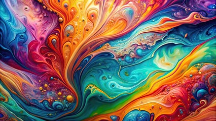 Poster - Beautiful abstract fluid art painting with vibrant colors and unique patterns, fluid art, acrylic paint, swirling