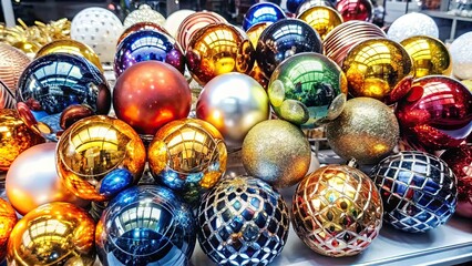 Poster - Colorful Christmas balls for festive holiday decorations, Christmas, balls, colorful, ornaments, celebration, festive, decorations, shiny