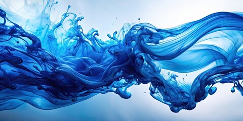 Sticker - Abstract fluid patterns created by dynamic blue ink swirls in water, blue, ink, swirls, water, abstract, fluid, patterns